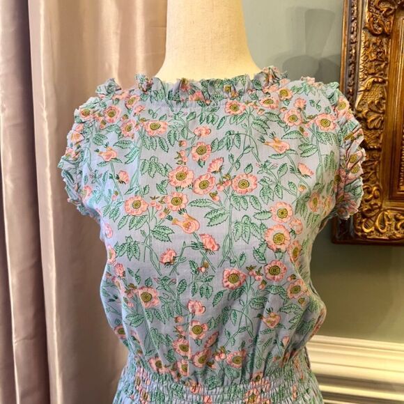 EUC Roller Rabbit x Erica Wilson Nantucket Tiered Floral Midi Dress Size SMALL - Picture 3 of 3